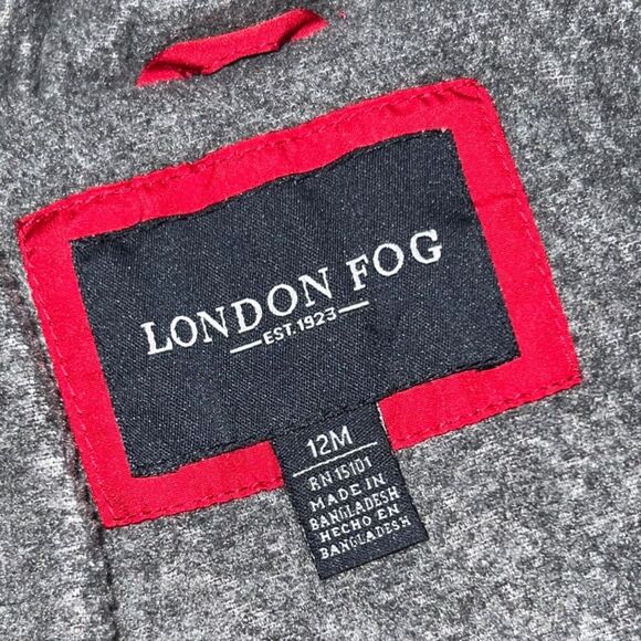 Infant London Fog Red/Navy Puffer Coat Baby Jacket Size 12 Months - Picture 3 of 5
